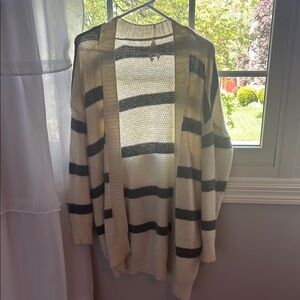 Dreamers Cream and Black Striped Cardigan Sweater